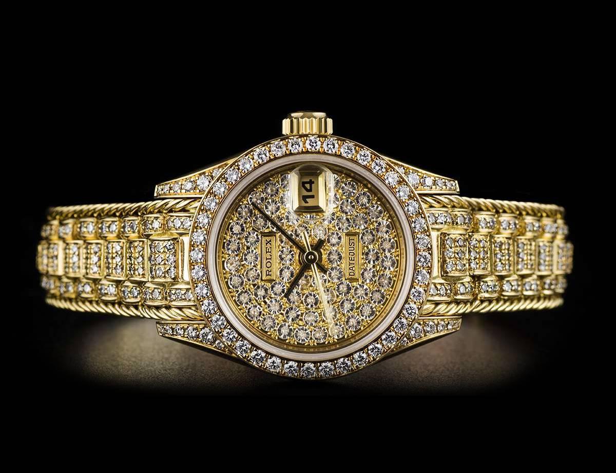 Rolex Ladies yellow gold Pavé Diamond Datejust Unworn automatic wristwatch In New Condition In Mayfair, London, London