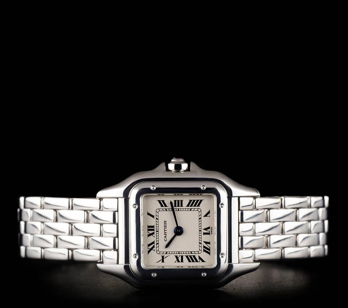 Women's Cartier Ladies White Gold Panthere Roman Dial quartz Wristwatch