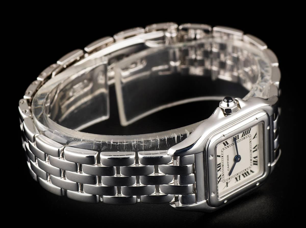 Cartier Ladies White Gold Panthere Roman Dial quartz Wristwatch 1