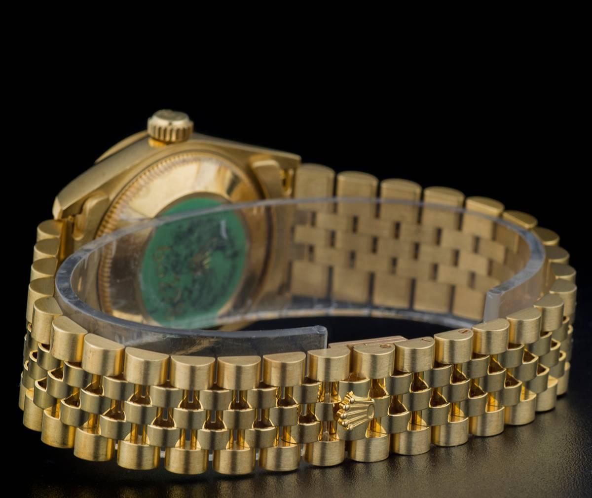 Rolex Yellow Gold Datejust Mid-Size Onyx Dial Automatic Wristwatch Ref 68278 In Excellent Condition In Mayfair, London, London