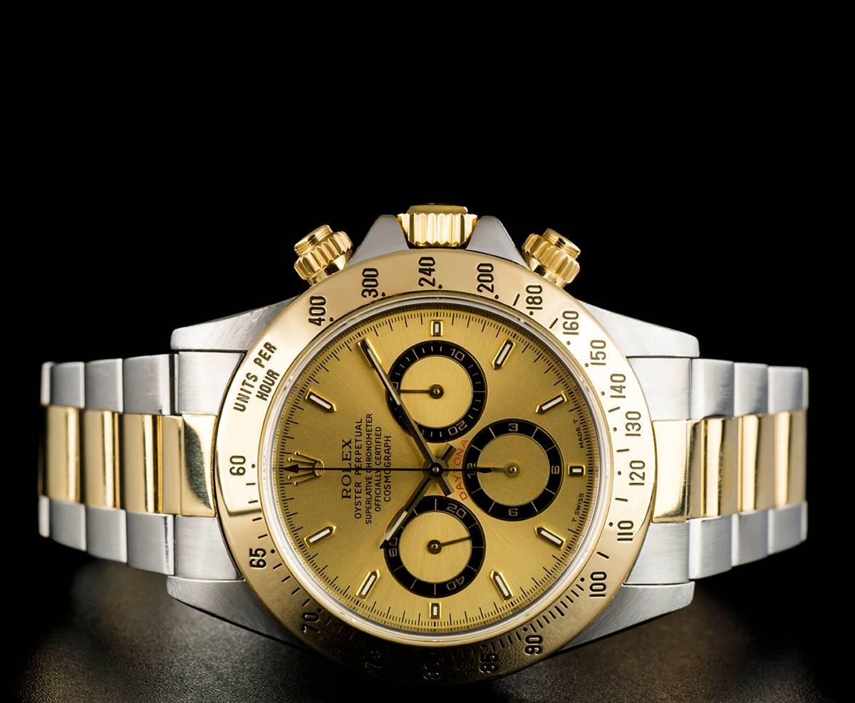 Men's Rolex Yellow Gold Stainless Steel Zenith Movement Daytona Automatic Wristwatch