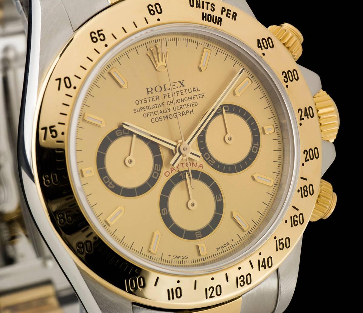 Rolex Yellow Gold Stainless Steel Zenith Movement Daytona Automatic Wristwatch In Excellent Condition In London, GB