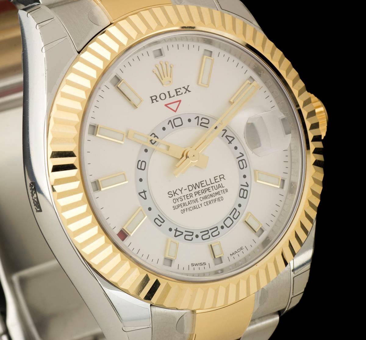 Rolex Stainless Steel Yellow Gold Sky-Dweller Automatic Wristwatch Ref 326933 In New Condition In London, GB
