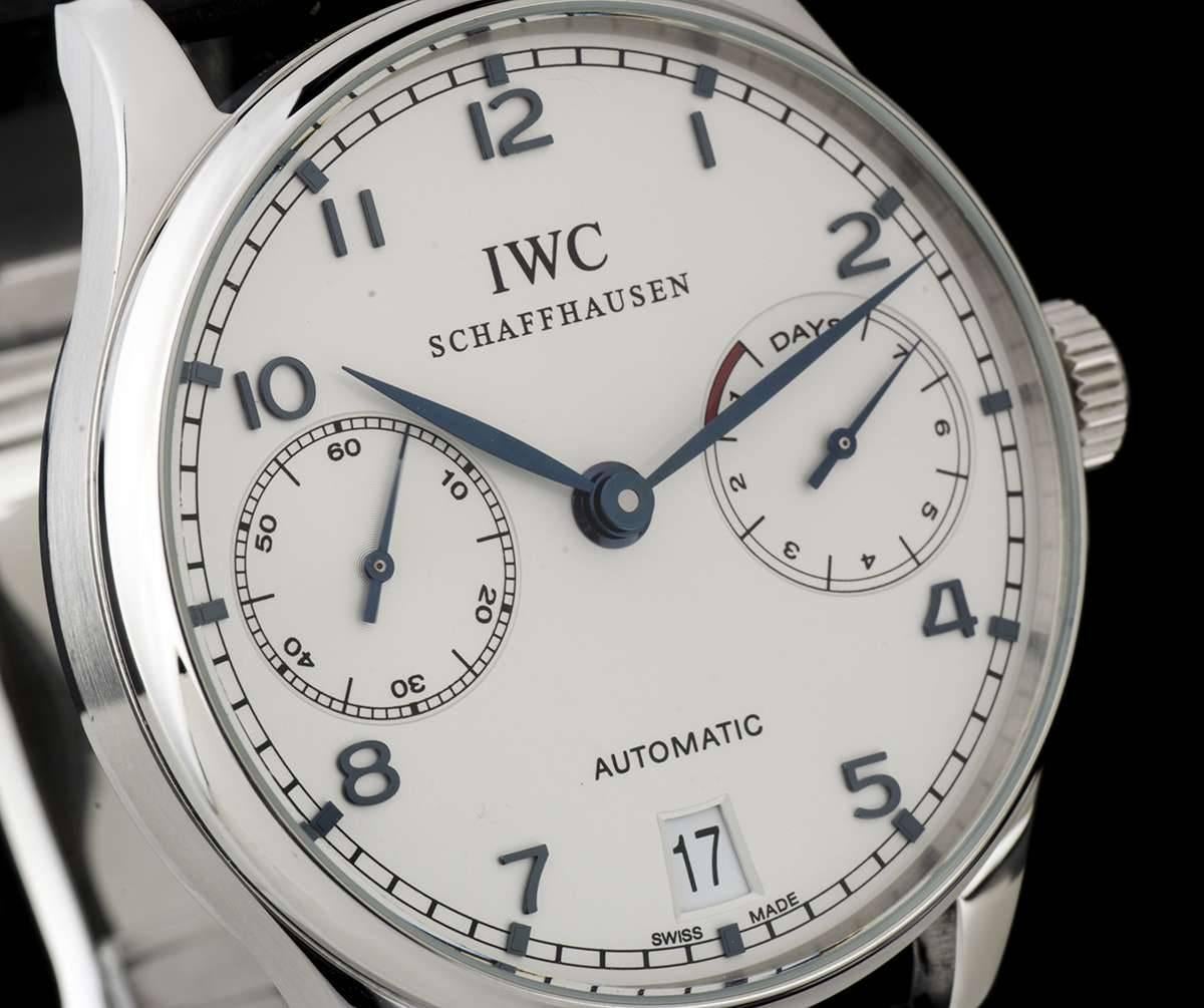 IWC Stainless Steel Portuguese 7 Days Power Reserve Automatic Wristwatch In Excellent Condition In London, GB