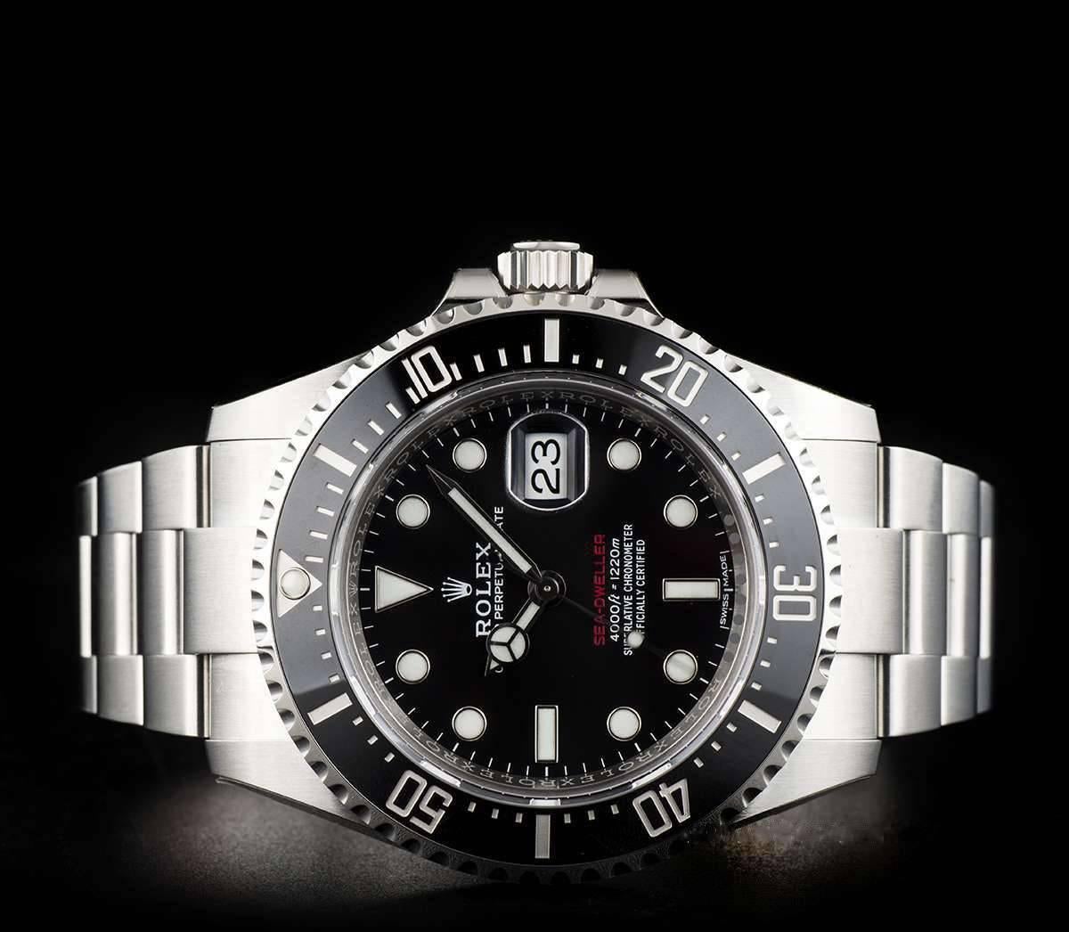 Men's Rolex Stainless Steel Red Writing Sea-Dweller Automatic Wristwatch Ref 126600 