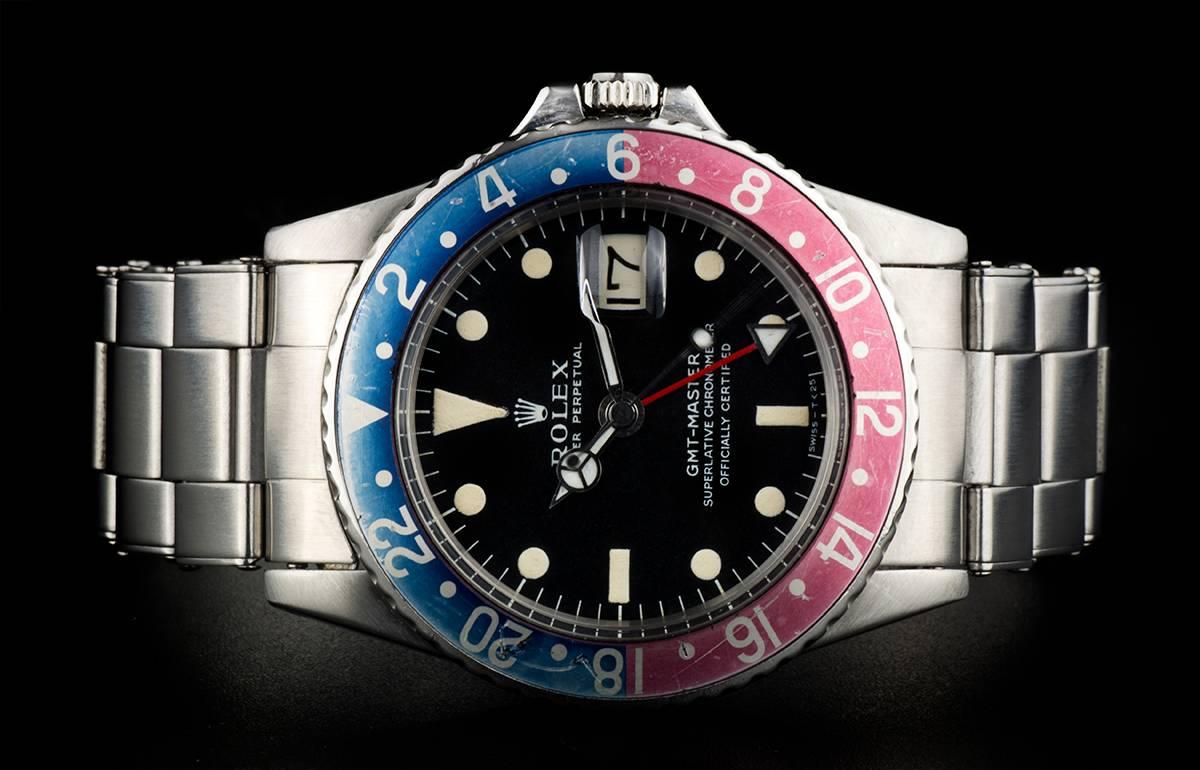 Men's Rolex Stainless Steel GMT-Master Vintage Pepsi Bezel Automatic Wristwatch