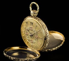 Litherland Davis Yellow Gold Decorated Case Open Face Pocket Watch