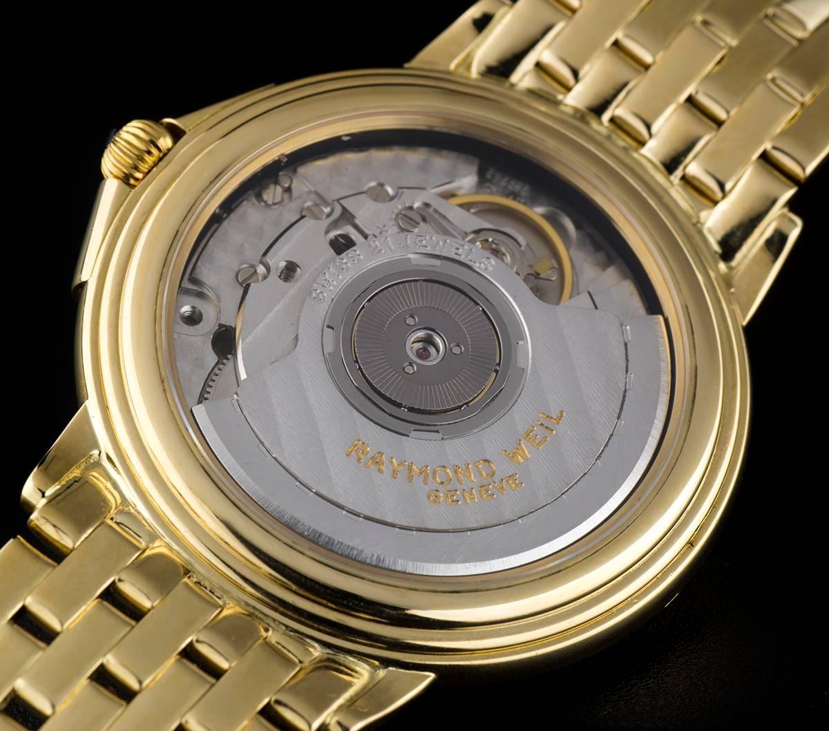 Raymond Weil Gents Dress Wristwatch Gold White Roman Dial Automatic Wristwatch 3