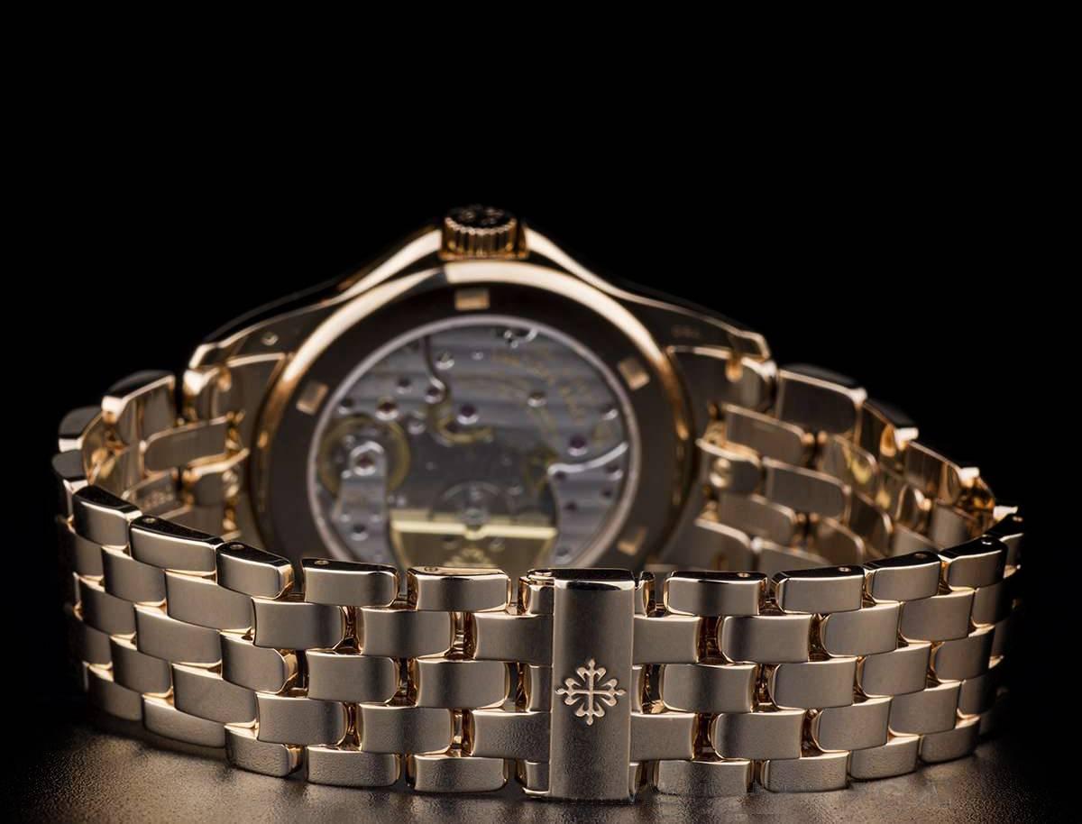 Patek Philippe Rose Gold World Time Sunburst Dial Automatic Wristwatch 2