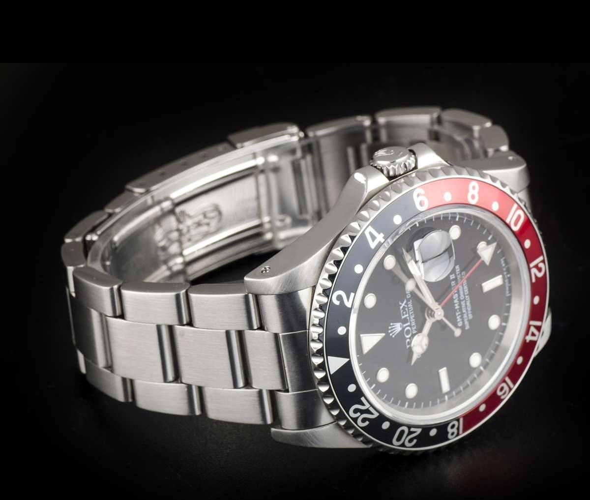 Women's or Men's Rolex Stainless Steel GMT-Master II Black Dial Coke Bezel Automatic Wristwatch