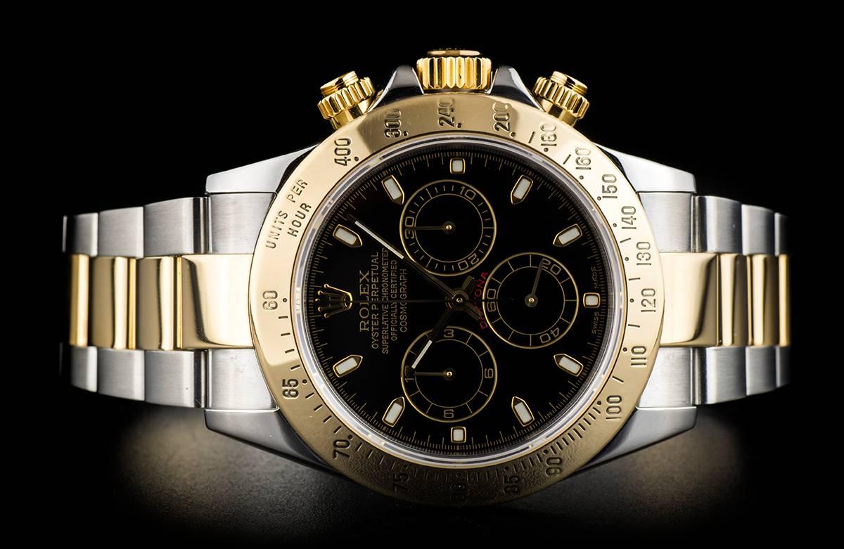 Men's Rolex Cosmograph Daytona Gents Steel and Gold Black Dial 116523 Automatic Watch