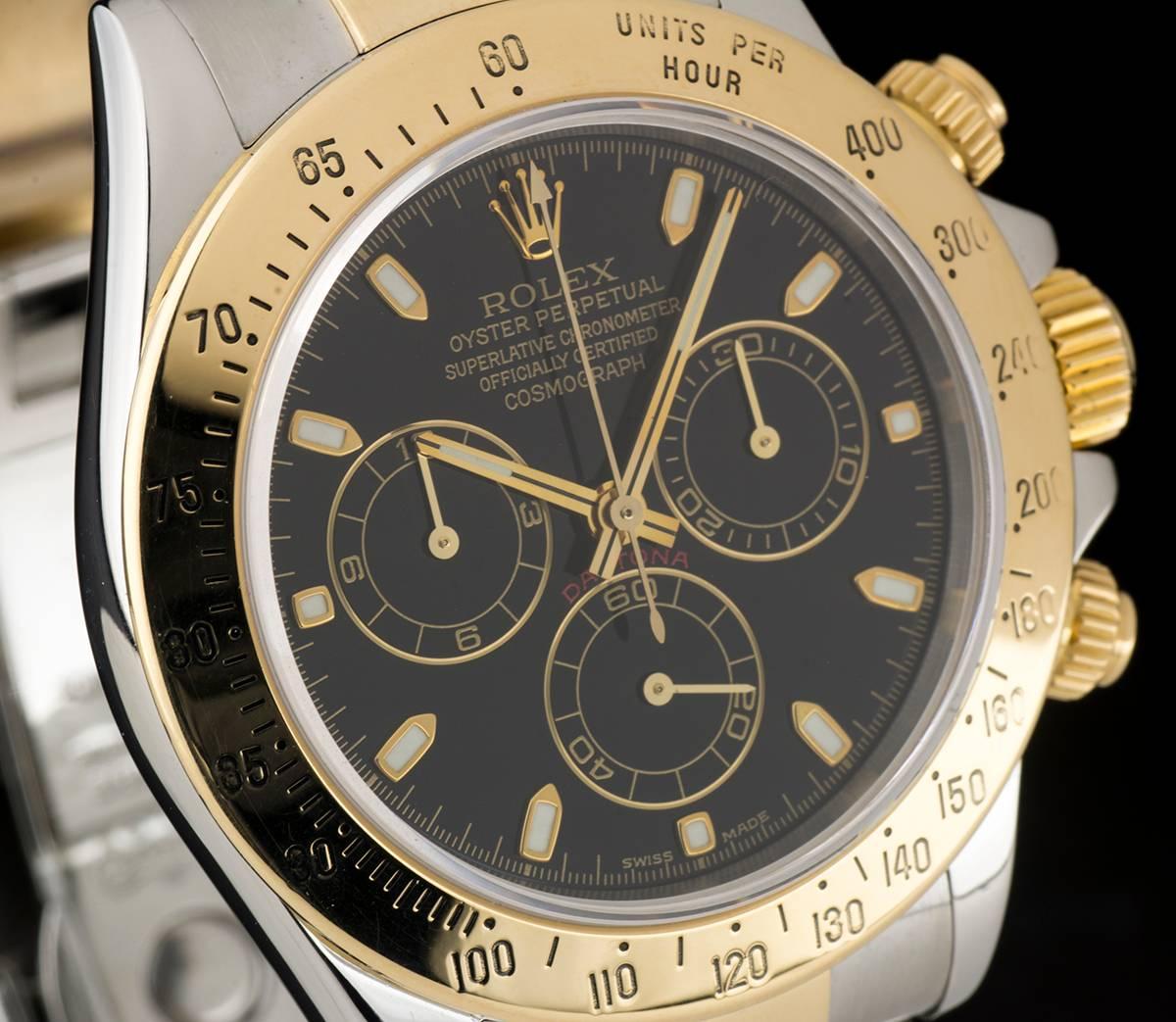 Rolex Cosmograph Daytona Gents Steel and Gold Black Dial 116523 Automatic Watch In Excellent Condition In London, GB