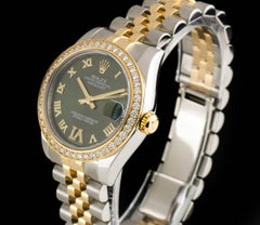 Rolex Datejust Mid-Size Steel and Gold Green Roman Dial 178383 Automatic Watch