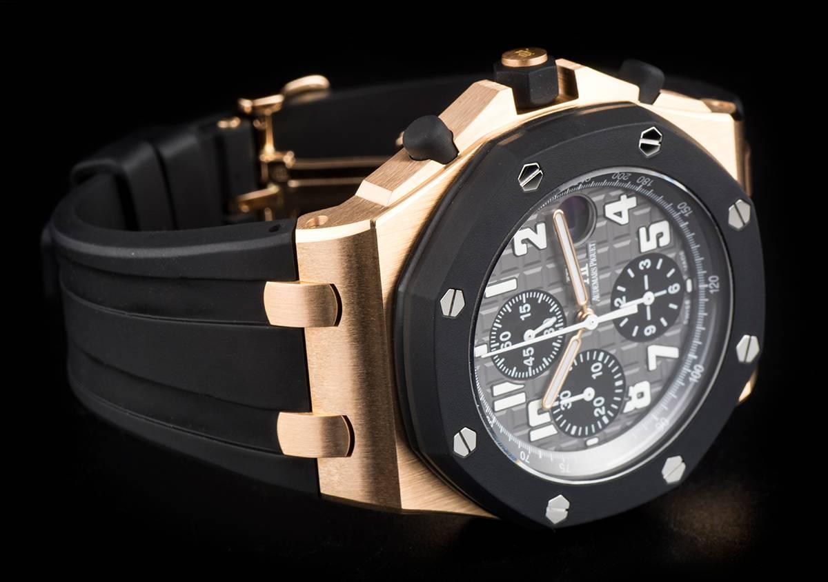 Audemars Piguet Rose Gold Royal Oak Offshore Automatic Wristwatch In New Condition In London, GB