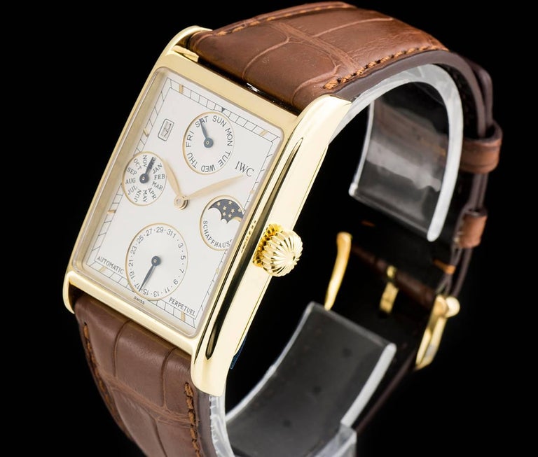 IWC Novecento Perpetual Calendar Gents Gold Silver Dial 3546 Automatic