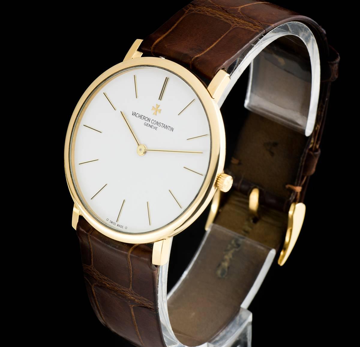 Vacheron Constatin Ultra Thin Gents Gold White Dial 31160 Manual Wind Watch In Excellent Condition In London, GB