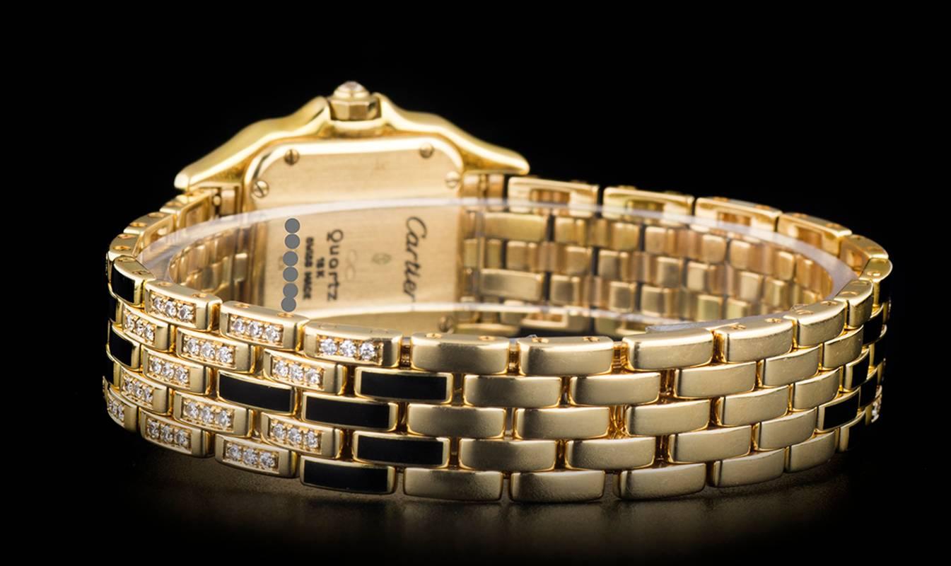 Cartier Yellow Gold Pavé Diamond Leopard Panthere Quartz Wristwatch 1
