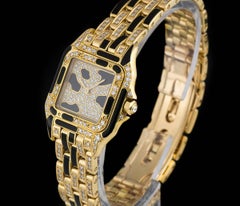 Cartier Yellow Gold Pavé Diamond Leopard Panthere Quartz Wristwatch