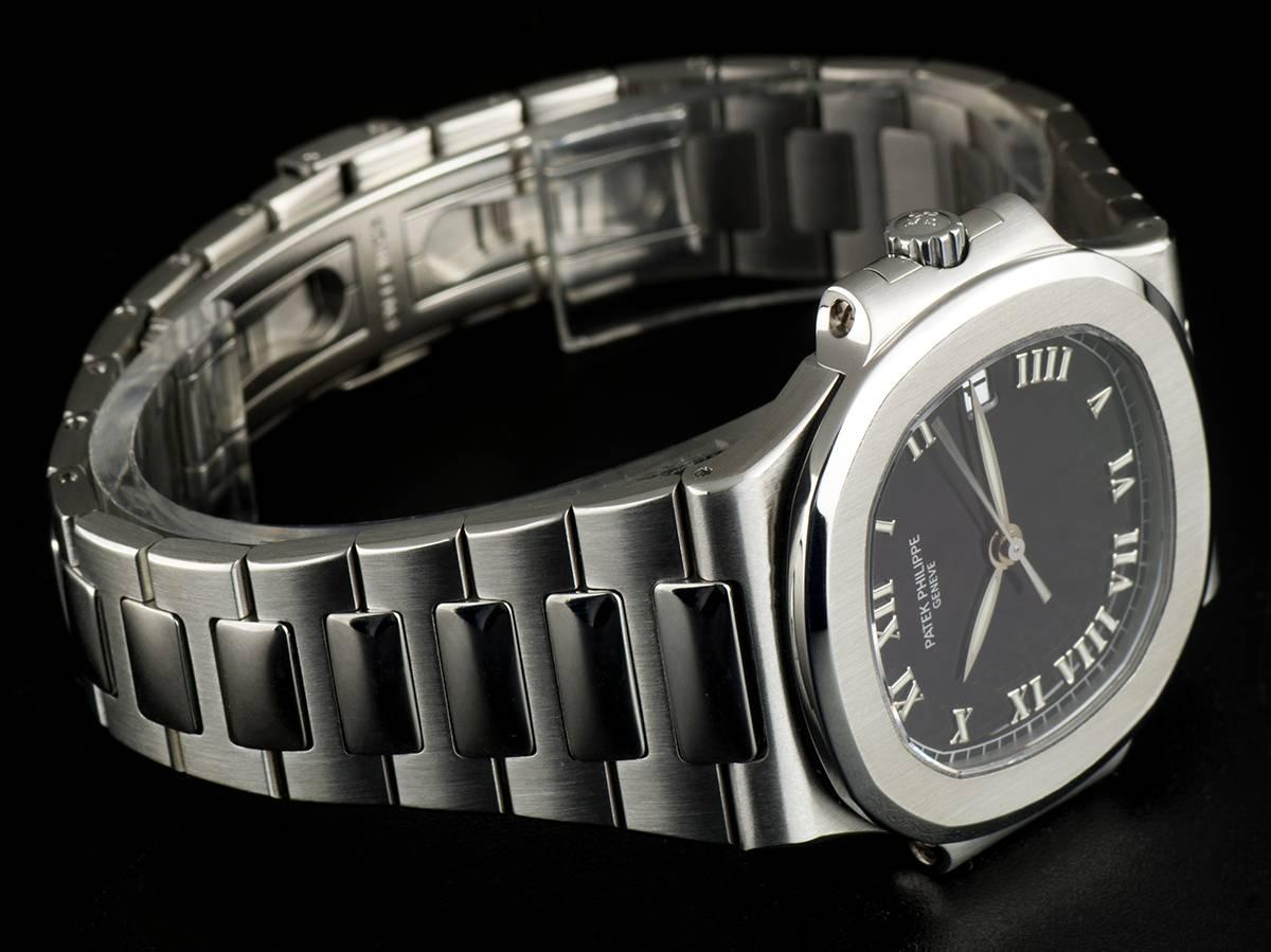 Patek Philippe Nautilus Medium Gents Steel Black Dial 3800/1 Automatic Watch In Excellent Condition In London, GB