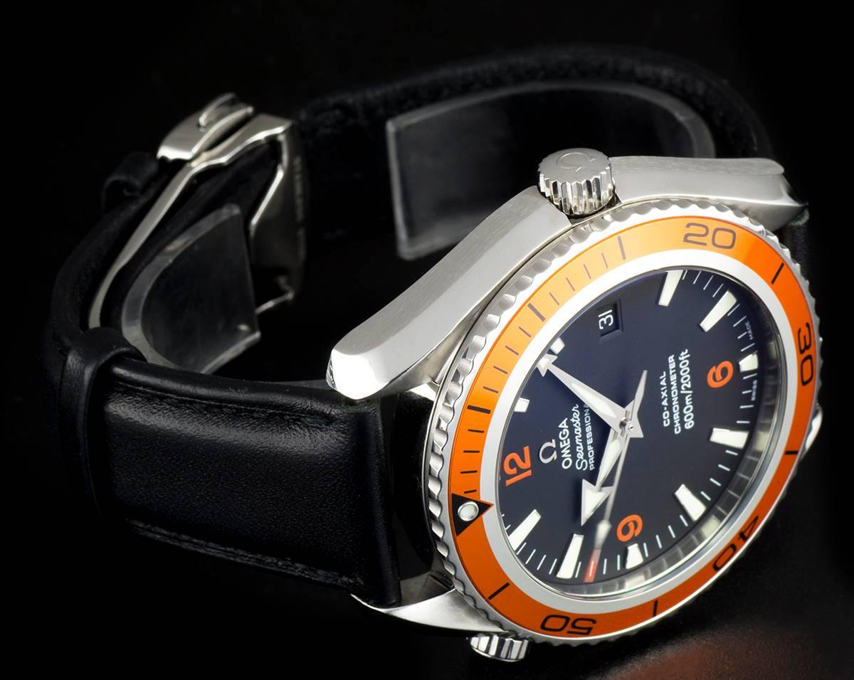 Men's Planet Co-Axial Ocean Seamaster Steel Black Dial Orange Bezel Automatic Watch