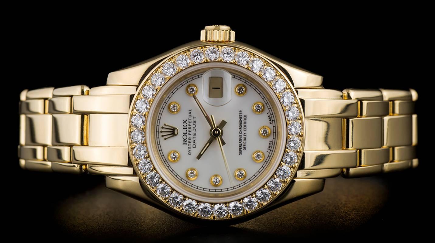 Women's Rolex Ladies Yellow Gold Diamond Pearlmaster Datejust automatic wristwatch 