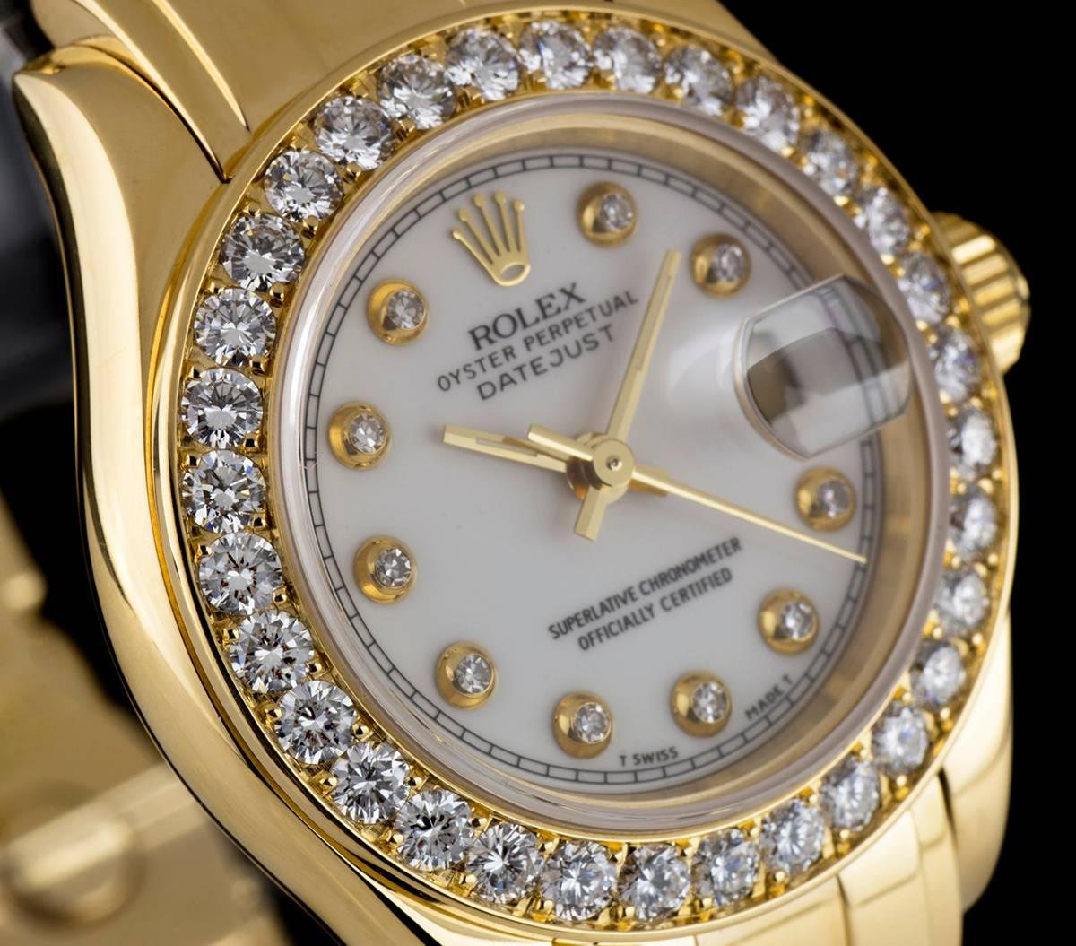 Rolex Ladies Yellow Gold Diamond Pearlmaster Datejust automatic wristwatch  In Excellent Condition In London, GB