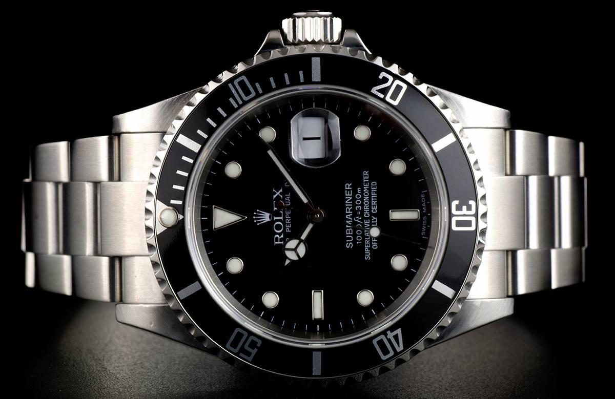 Men's Rolex Submariner Date Gents Steel Black Dial 16610 Automatic Wristwatch