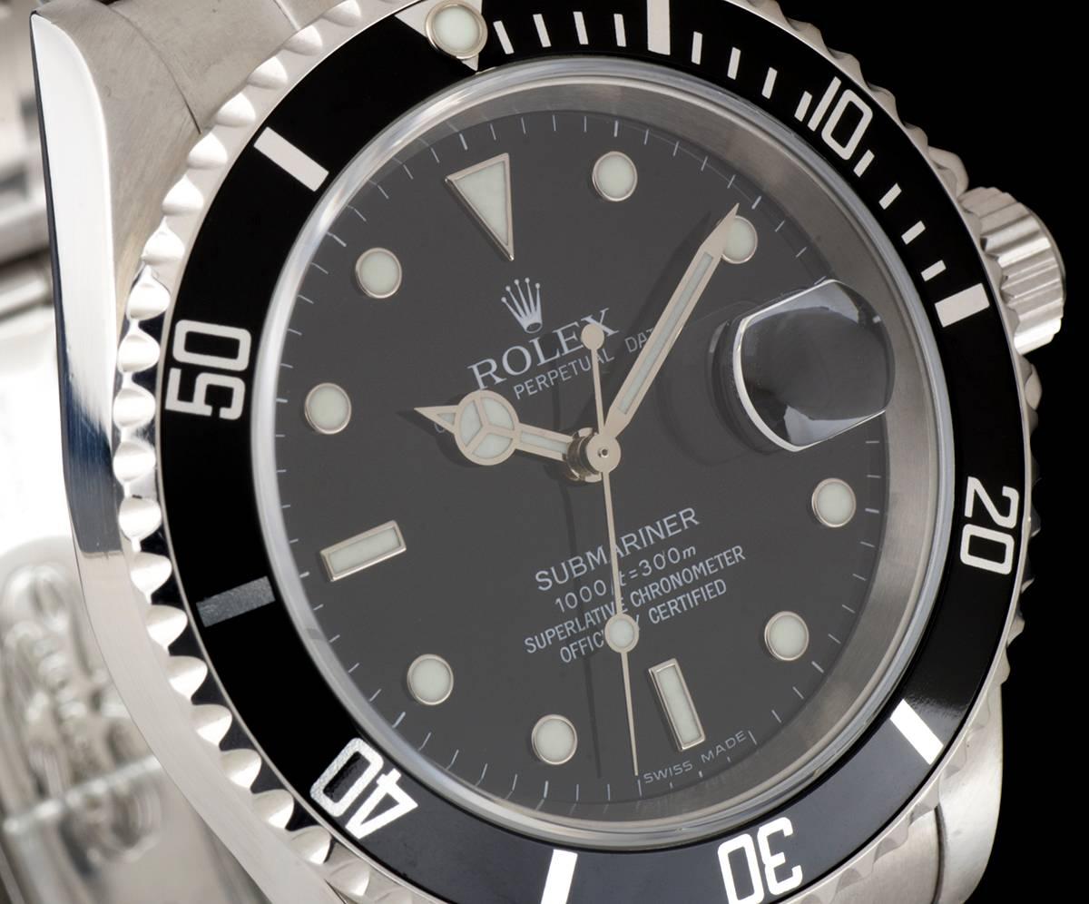 Rolex Submariner Date Gents Steel Black Dial 16610 Automatic Wristwatch In Excellent Condition In London, GB