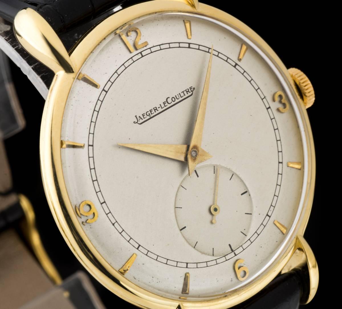 Jaeger LeCoultre Gents Fancy Lugs Vintage Dress Watch Gold Manual Wind Watch In Excellent Condition In London, GB