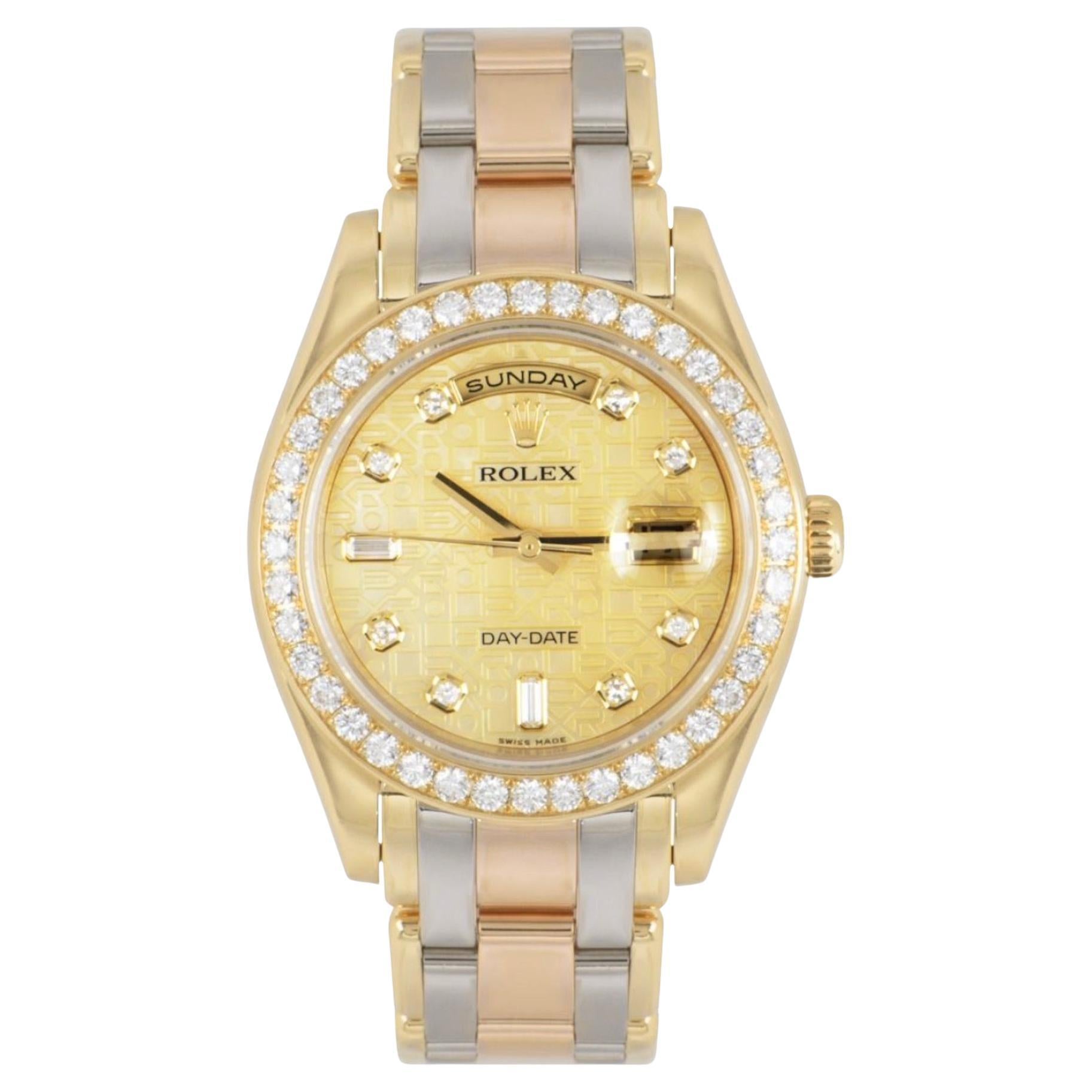 Rolex Day-Date Masterpiece Pearlmaster Diamond Set Watch For Sale