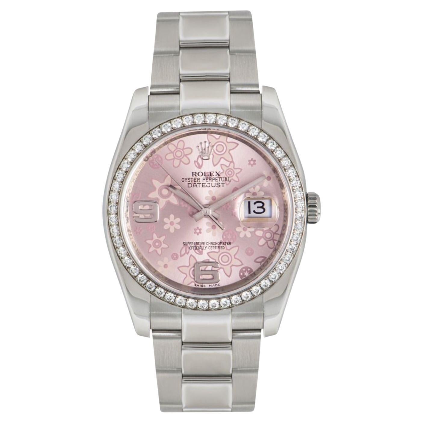 Rolex DateJust Pink Floral Dial 116244 Watch For Sale