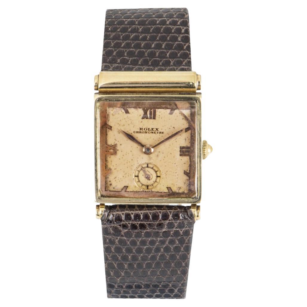 Rolex 9K Yellow Gold Cream Dial Chronometre Vintage Men's 3260 For Sale