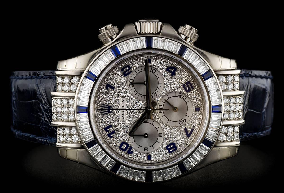 Rolex Gold Diamond Sapphire Daytona Cosmograph Automatic Wristwatch 1