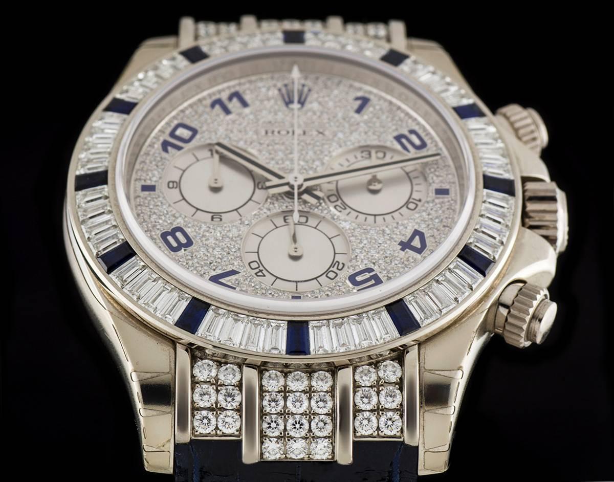 Women's or Men's Rolex Gold Diamond Sapphire Daytona Cosmograph Automatic Wristwatch