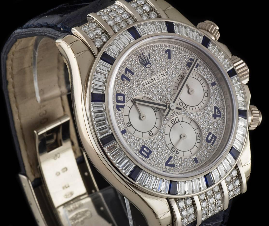 Rolex Gold Diamond Sapphire Daytona Cosmograph Automatic Wristwatch In New Condition In London, GB