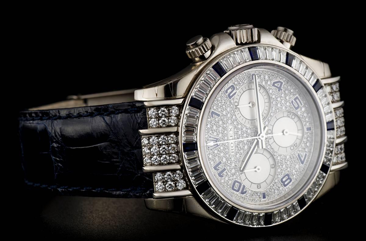 Rolex Gold Diamond Sapphire Daytona Cosmograph Automatic Wristwatch 3