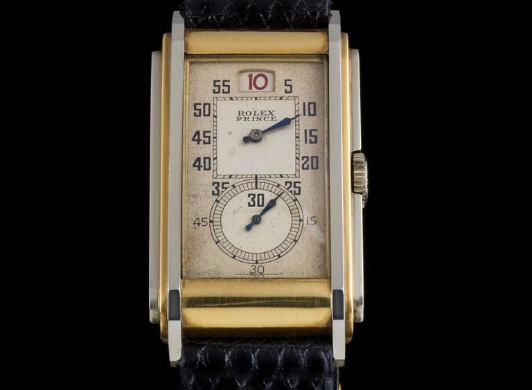 Men's Rolex Gold Jump Hour Railway Prince Wristwatch