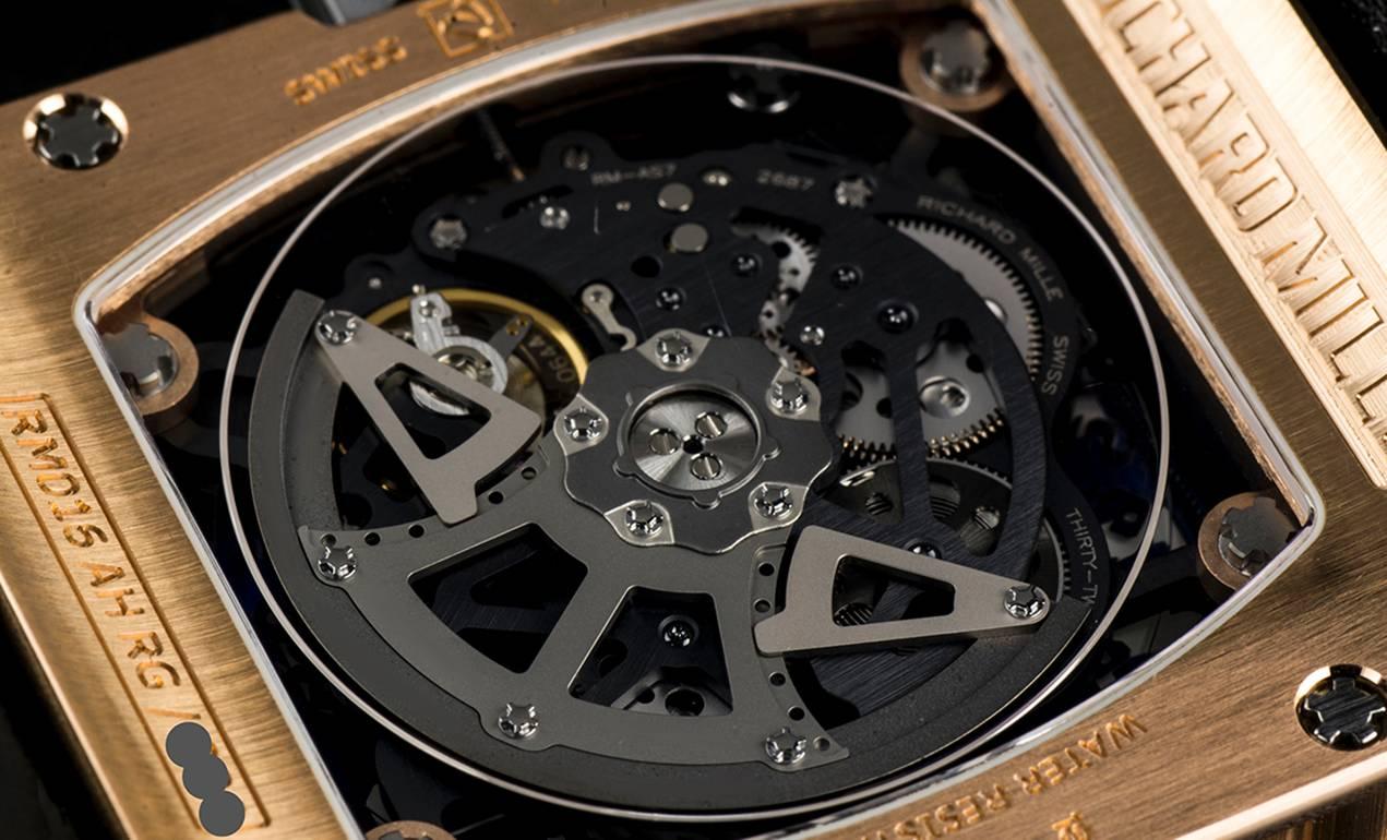 Richard Mille Gold Diamond Skeleton Dial Extra Flat Automatic Wristwatch 3