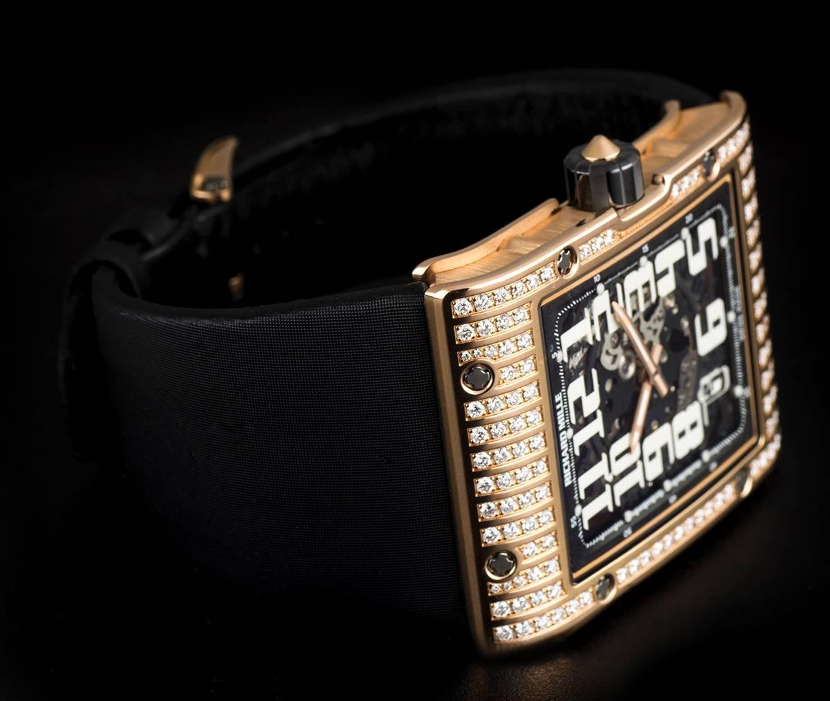 Richard Mille Gold Diamond Skeleton Dial Extra Flat Automatic Wristwatch 1
