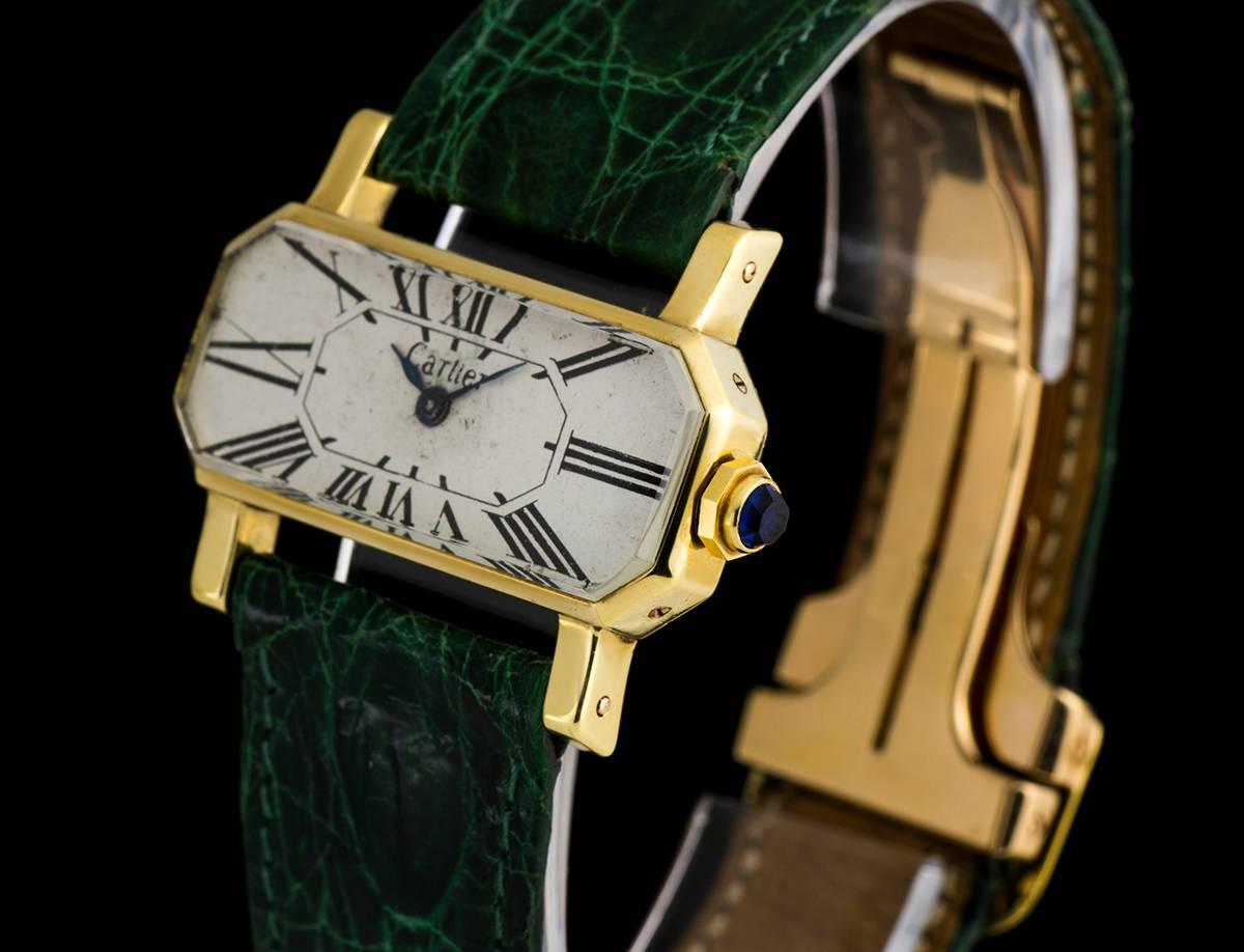 Cartier Ladies Yellow Gold Divan manual wind Wristwatch In Excellent Condition In London, GB