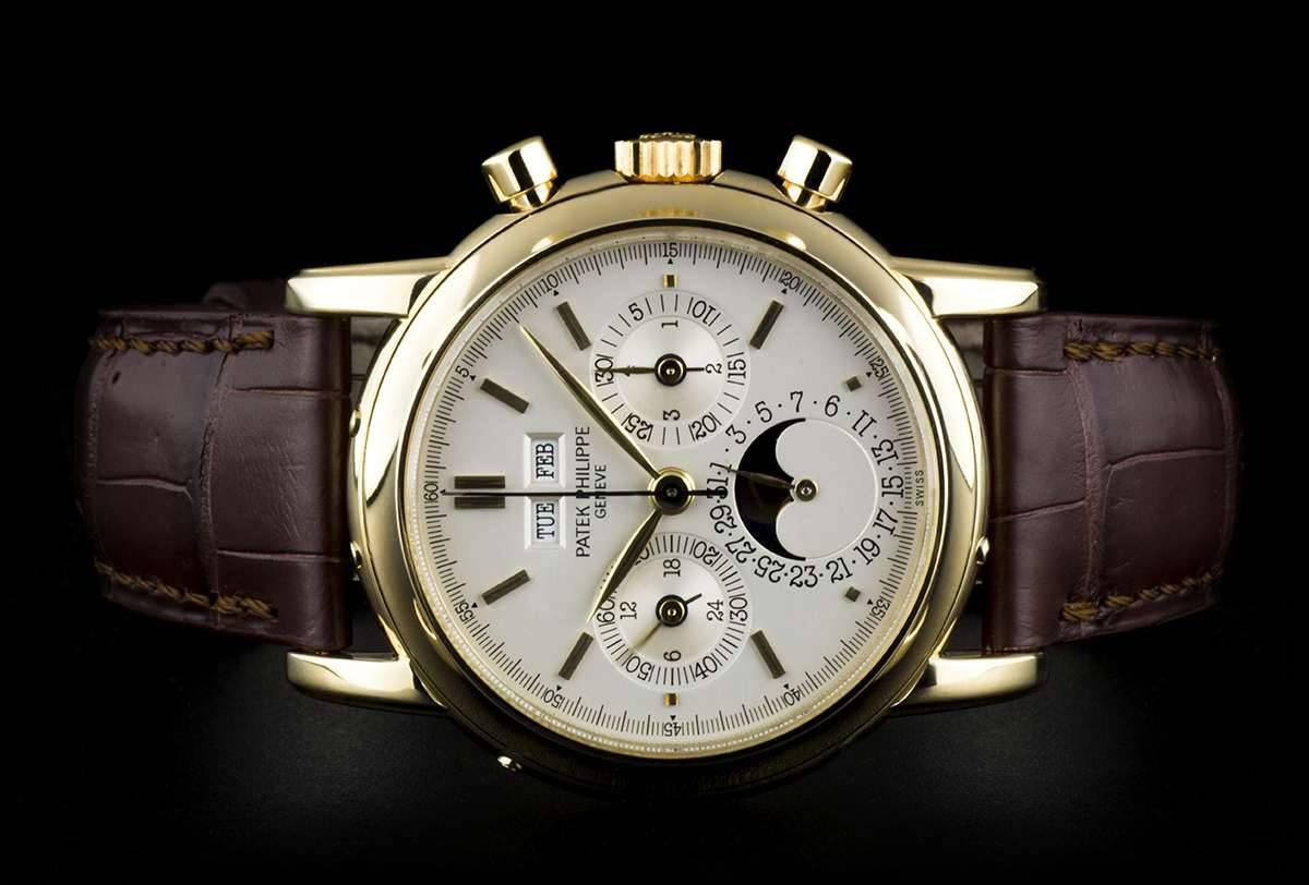 Men's Patek Philippe Gold Perpetual Calendar Chronograph Wristwatch