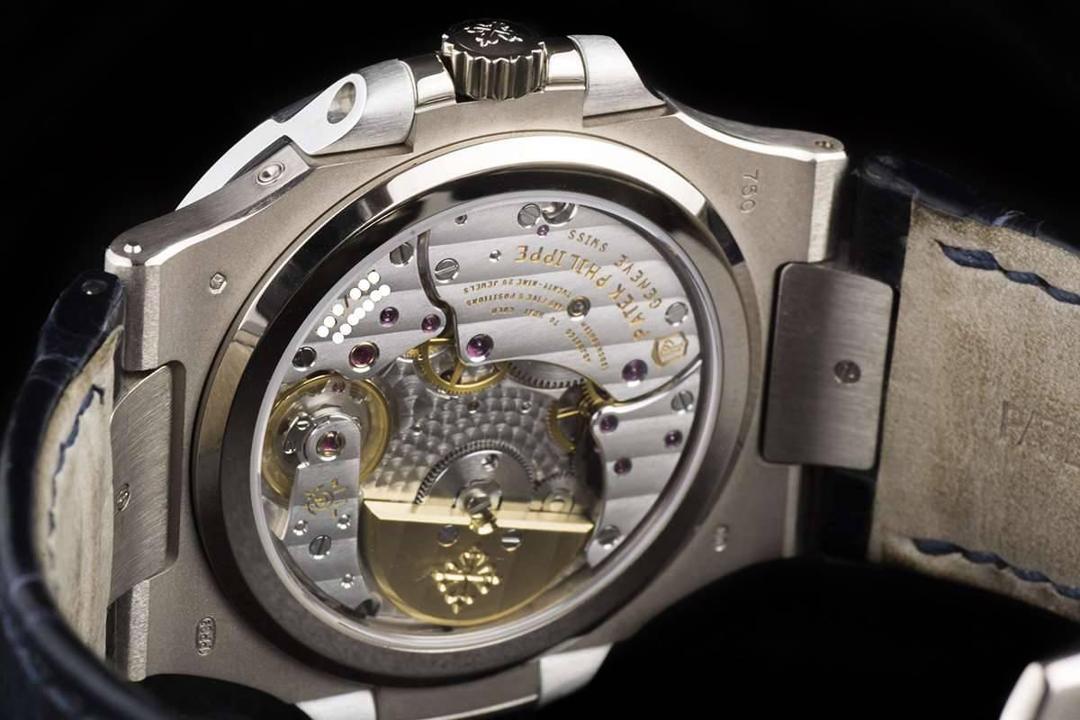 Patek Philippe White Gold Diamond Bezel Power Reserve Nautilus Wristwatch 1