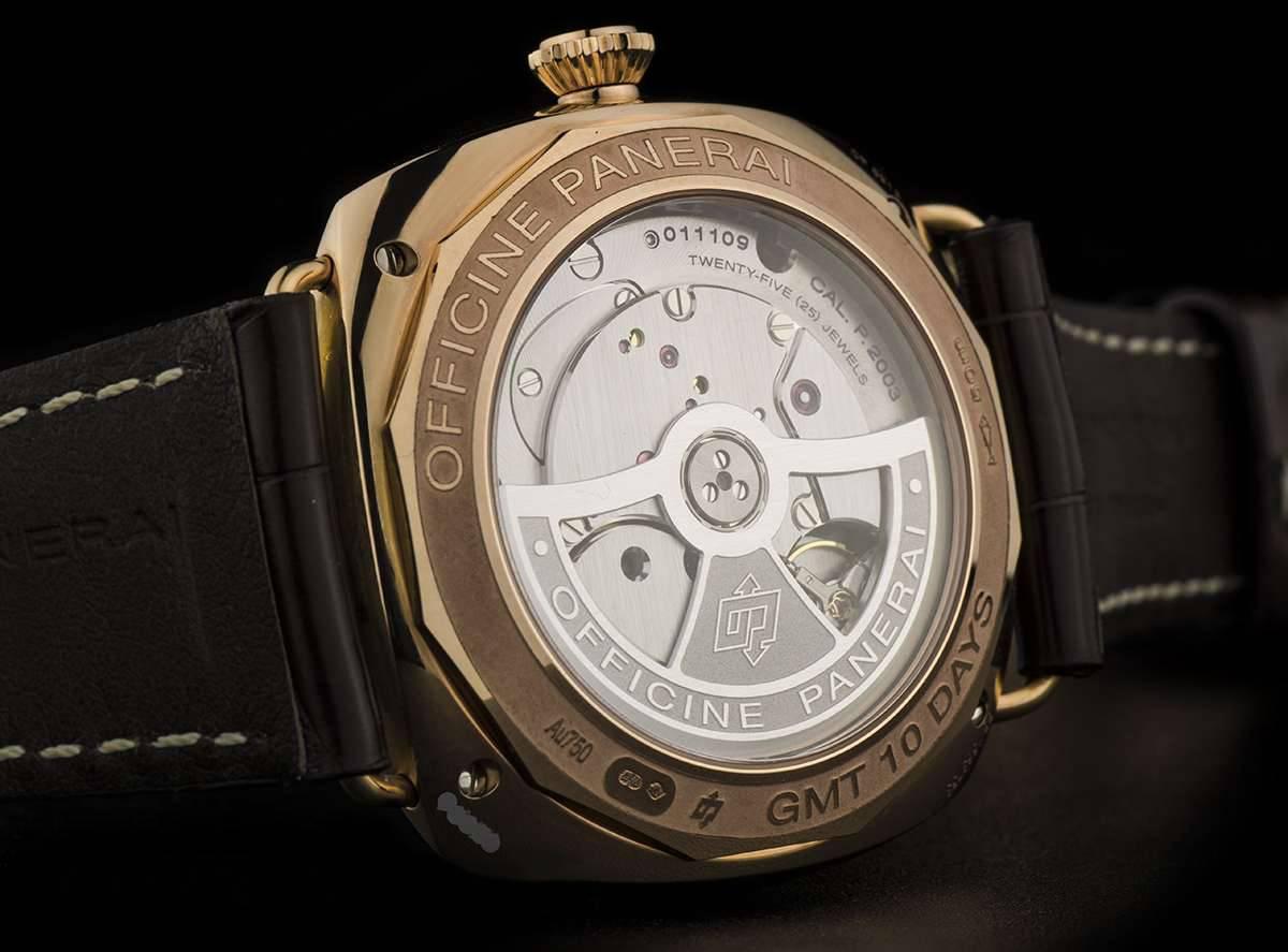 Panerai Rose Gold Oro Rosso Unworn Radiomir 10 Days GMT Automatic Wristwatch  1