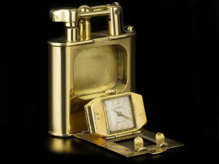 Dunhill Rare Gold Swing Arm Pocket Watch Lighter 1930s at 1stDibs