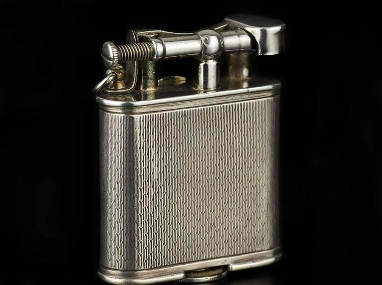 Dunhill Rare Silver Art Deco Swing Arm Petrol Pocket Watch Lighter
