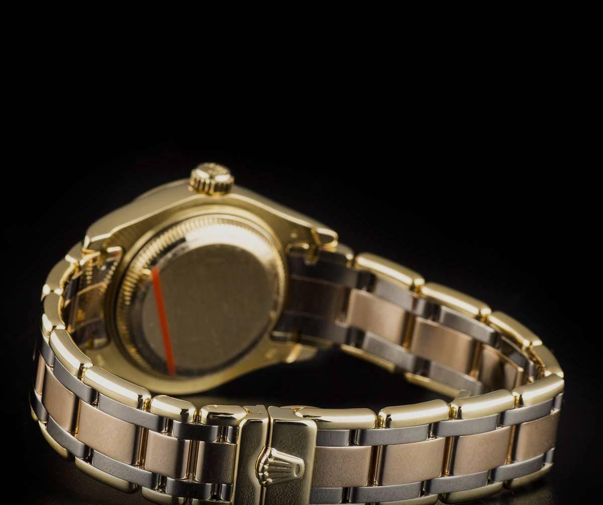 Rolex Ladies Diamond Yellow Gold Bezel Datejust Pearlmaster Tridor Wristwatch 2