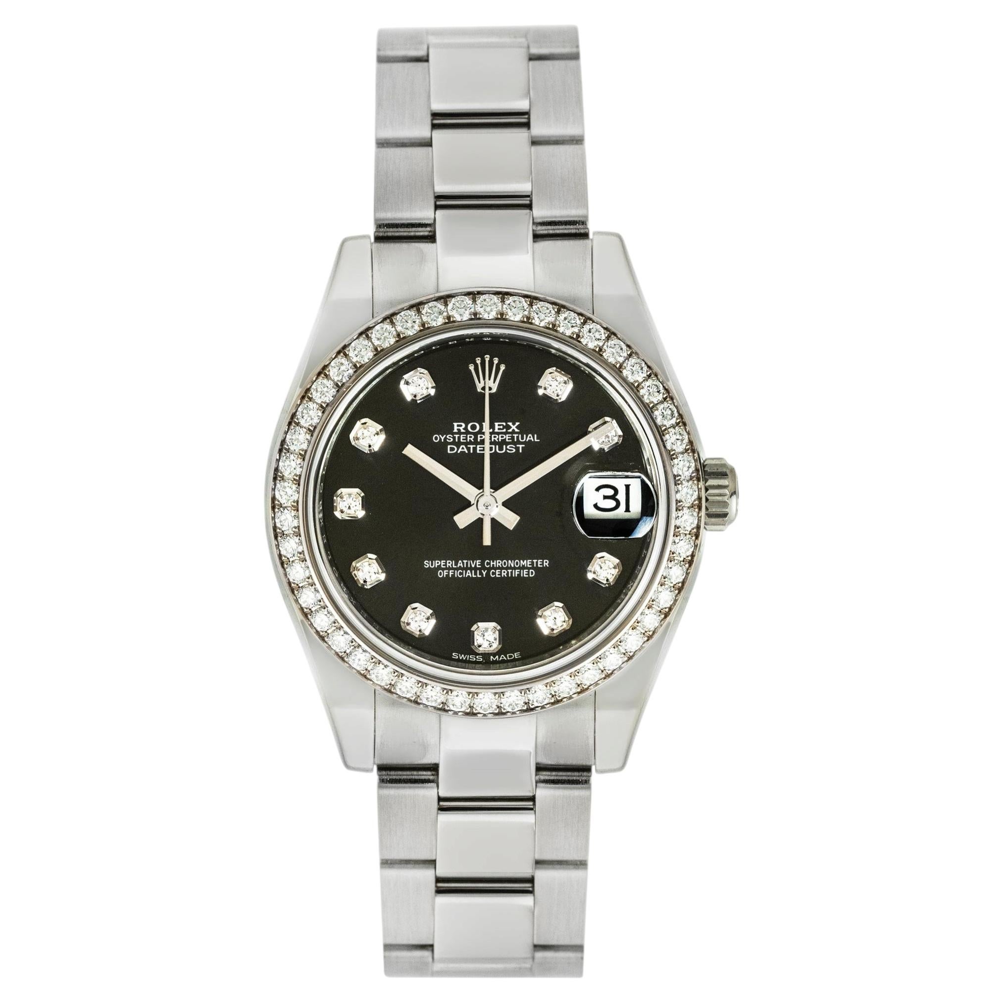 Rolex Datejust Mid-Size 31 mm, lunette et cadran sertis de diamants 178384