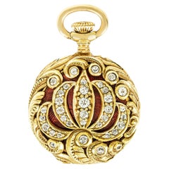 Tiffany & Co. A Rare Gold Diamond & Enamel Fob Watch C1910