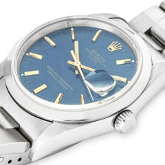 Rolex Oyster Perpetual Date Blue Dial Yellow Gold Batons 34mm 15200