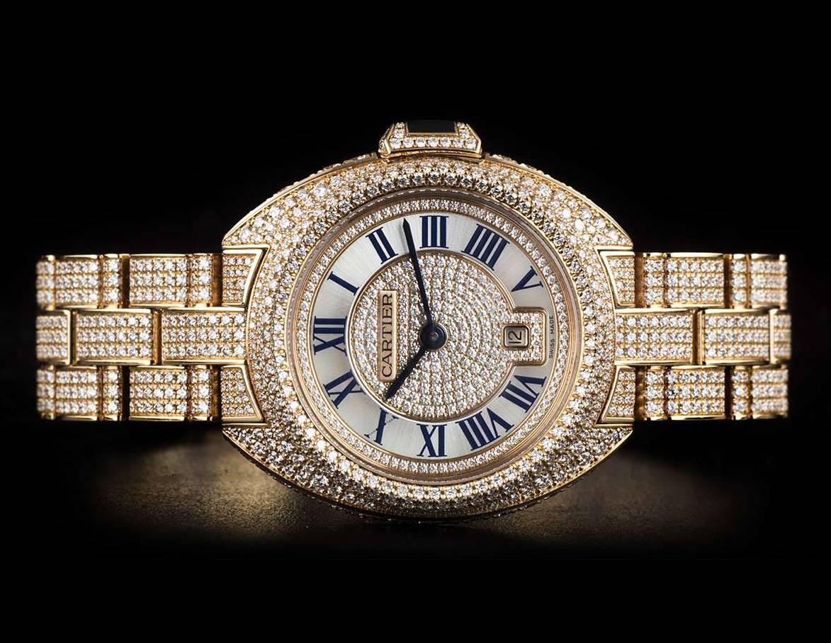Women's or Men's Cartier Ladies Rose Gold Diamond Clé De Cartier Automatic Wristwatch
